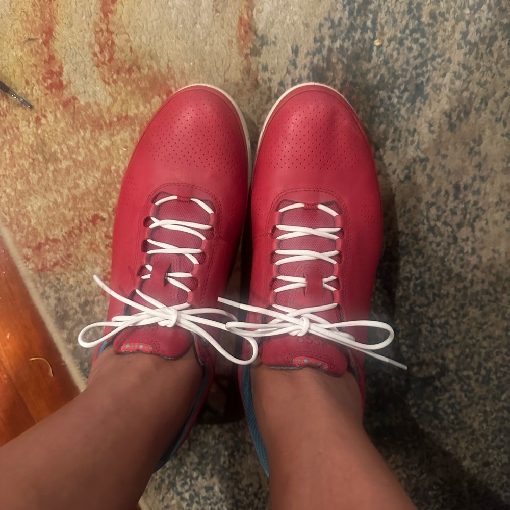 Ecco Red Women's Sneakers with White Laces